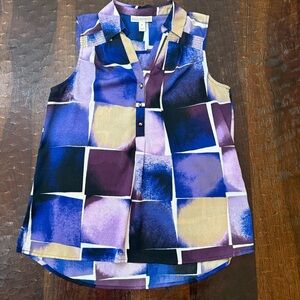 Dana Buchman Multicolor Abstract Sleeveless Blouse